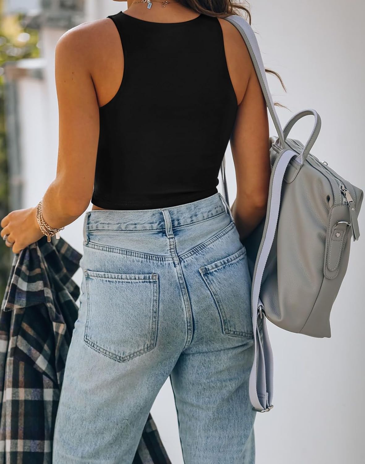 REORIA Women’s Sexy Sleeveless Racer Back Tank Tops Halter Neck Crop Tops - Image 3