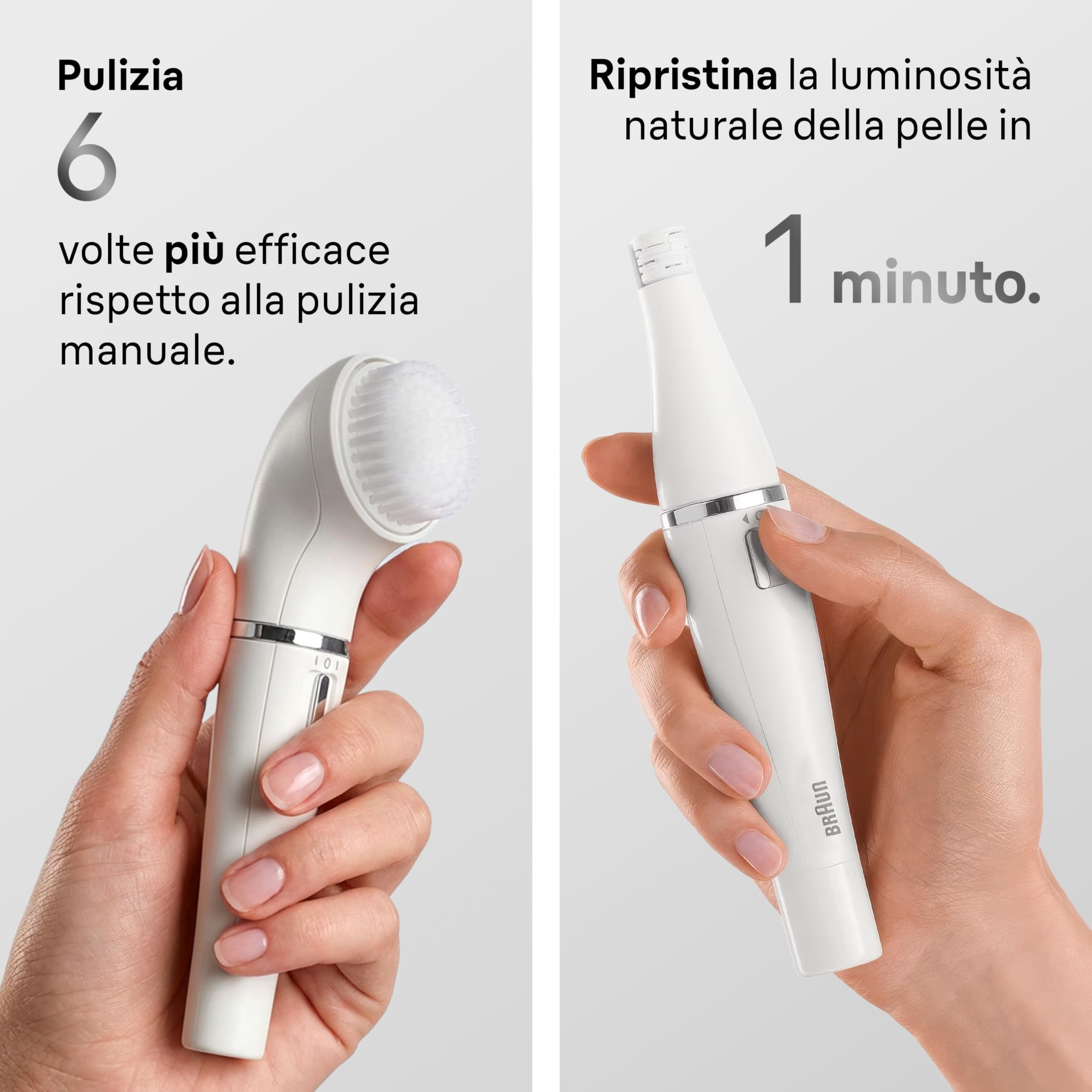 Braun FaceSpa Epilatore Viso Donna con Spazzola di Pulizia, 810V Bianco | Depilatore Elettrico con Spazzola di Pulizia per Epilare e Pulire il Viso, con 1 Accessorio