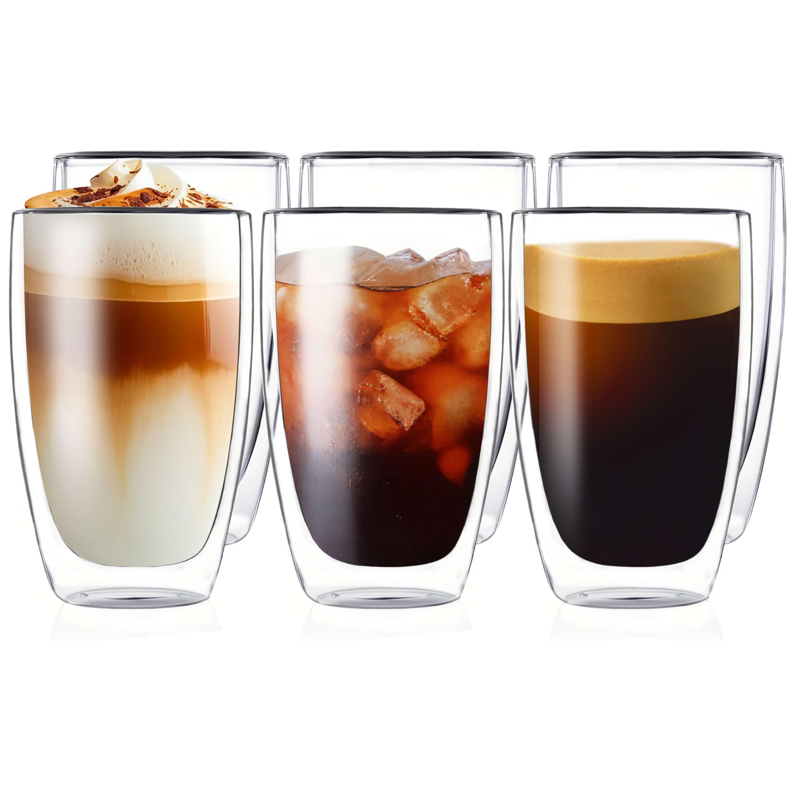 MESNEY Double Walled Glass Coffee Mugs