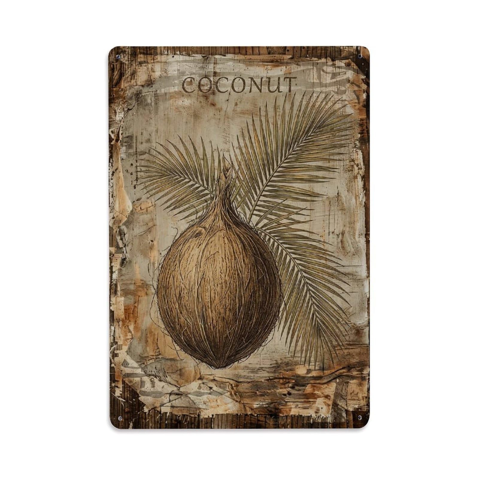 Coconut Palm Tree 1 Vintage Metal Tin Sign Plaque Wall Decor for Cafe, Club, Garden Metal Poster 8x12Inch