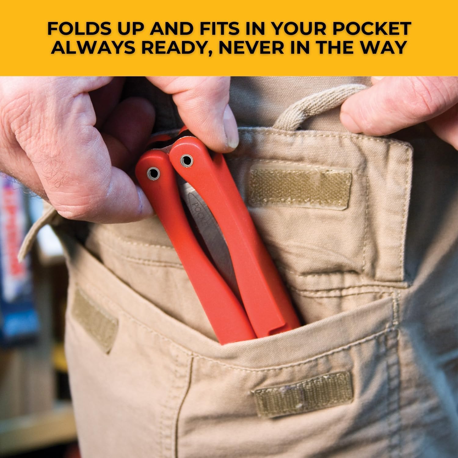 FastCap Pocket Wood Chisels Tool Kit with Foldable Nylon Handle for Carpentry and Woodworking - Precision Tool Steel, 56-58 Rockwell Hardness - 80559