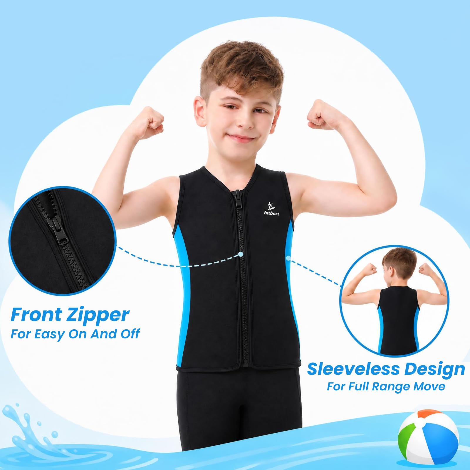 Neoprene Vest 3mm Kinder Neoprenanzug Weste Front Zip Ärmellose Nassanzug Tops Neopren Nassanzug Weste Jacke Tauchen Weste Schwimmen Kanu Surfen Size 10