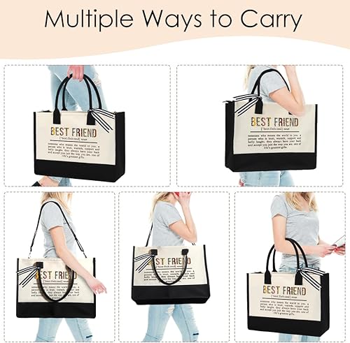 Miniatura 6 de Regalos para mejores amigas, mujeres, regalos para amigas para niñas, bolsa de lona con cremallera, regalos de cumpleaños para mujeres, bolsa de