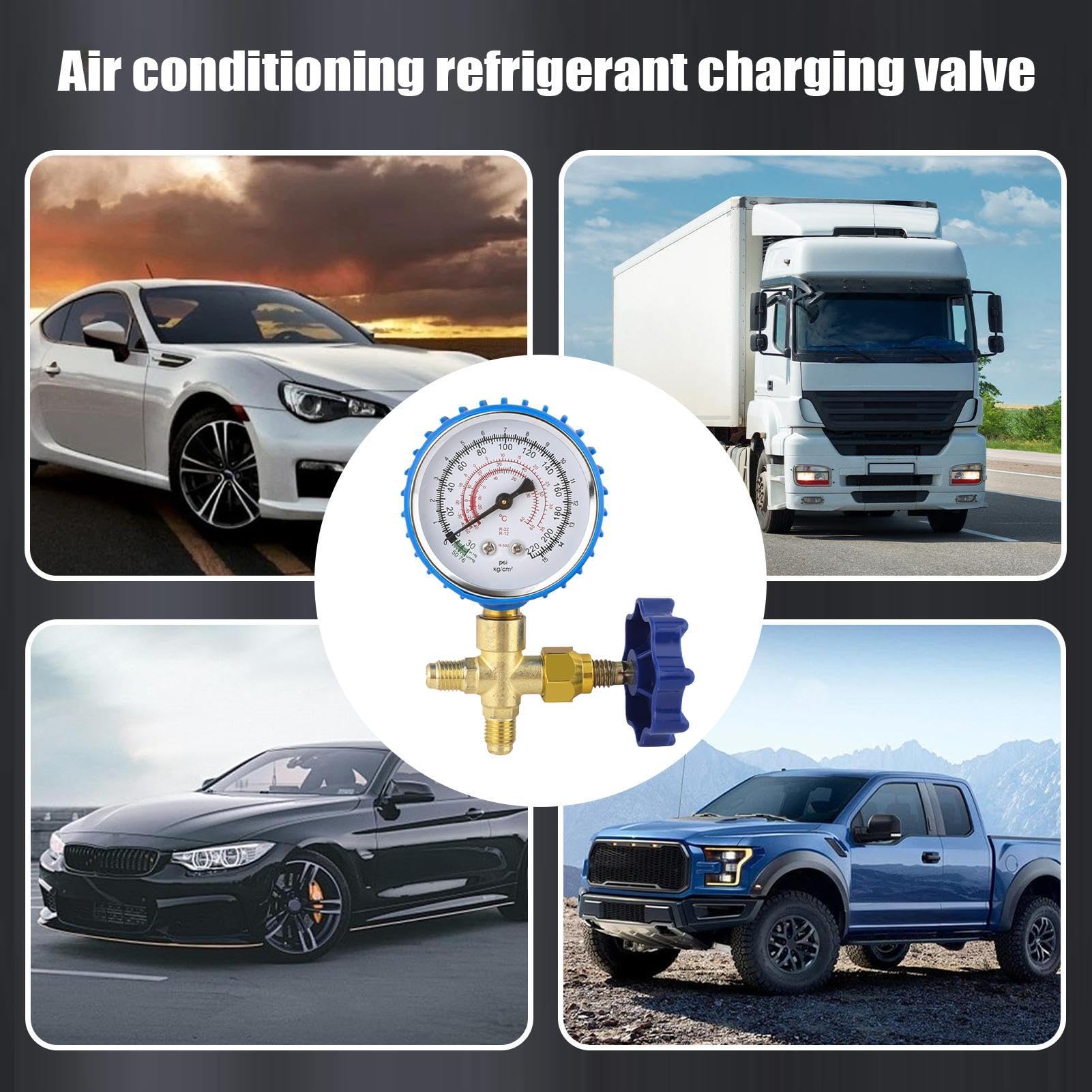 Manometro di pressione per condizionatore d'aria, anti-perdite, ispessimento di precisione, manometro di pressione per CA, per tecnici di riparazione, casa, auto, ufficio, hotel