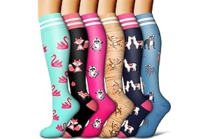 Gradient Compression Socks for Women and Men (6 Pairs) 15-20 mmHg Compression Stockings for Circulation
