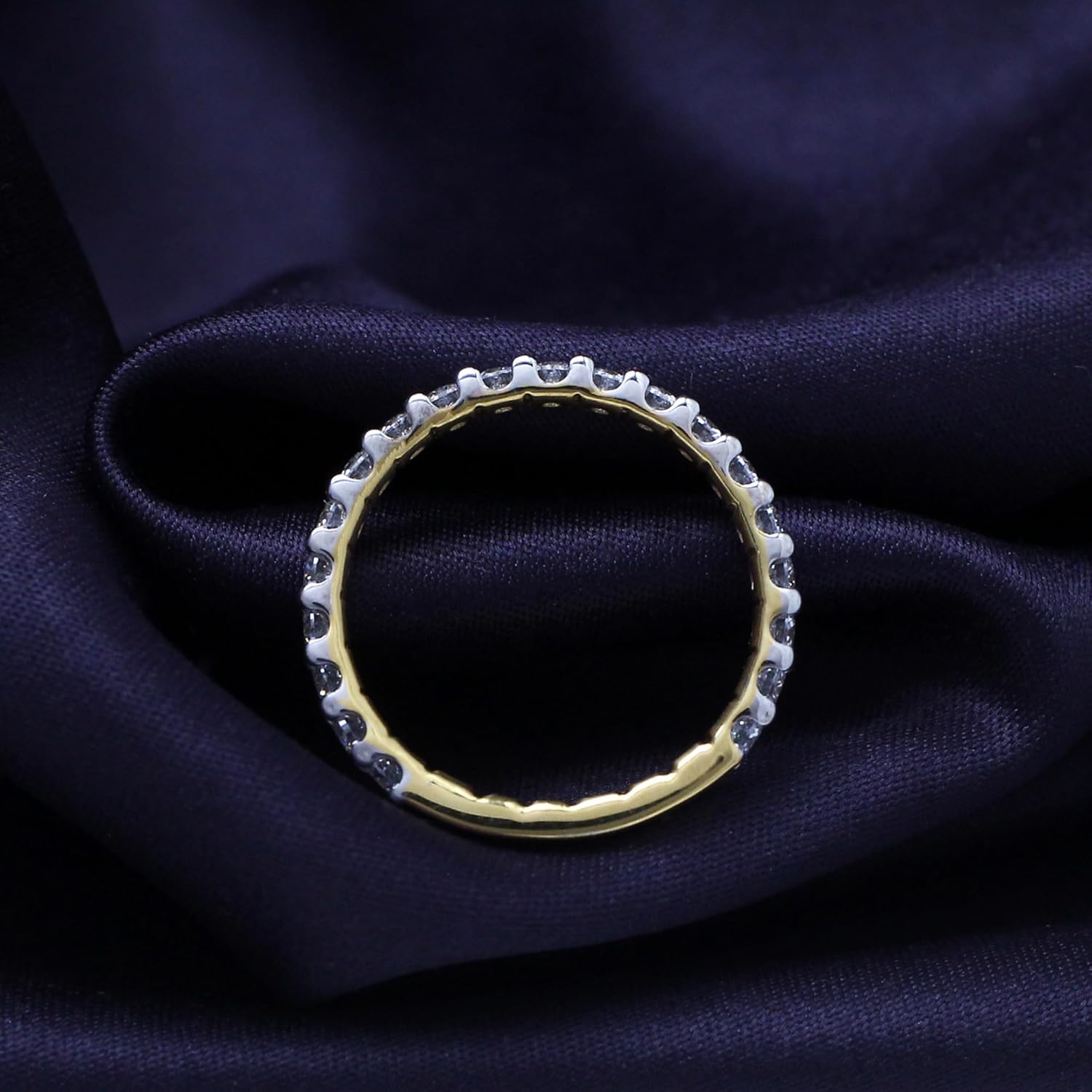 SAVEARTH DIAMONDS 1 Carat (Cttw) Round Cut Lab Created Moissanite Diamond Eternity Engagement Wedding Band Ring In 14k Gold Over Sterling Silver Jewelry For Women 1 1/2 Cttw