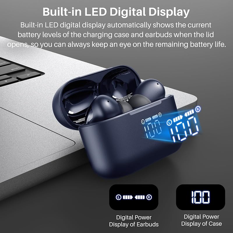 TOZO T20 Wireless Earbuds 97H Playtime, Wireless Charging LED Display Case image 2