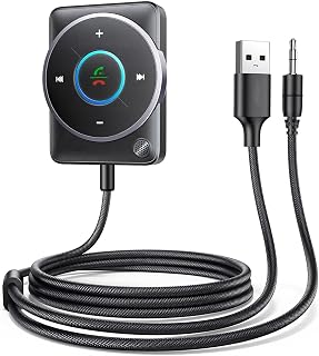 Aux Bluetooth 5.4 Adapter for Car, Bluetooth Aux Receiver with Dual Connection, Noise Cancellation, Build-in Mic, 3.5mm Ca... Price In India