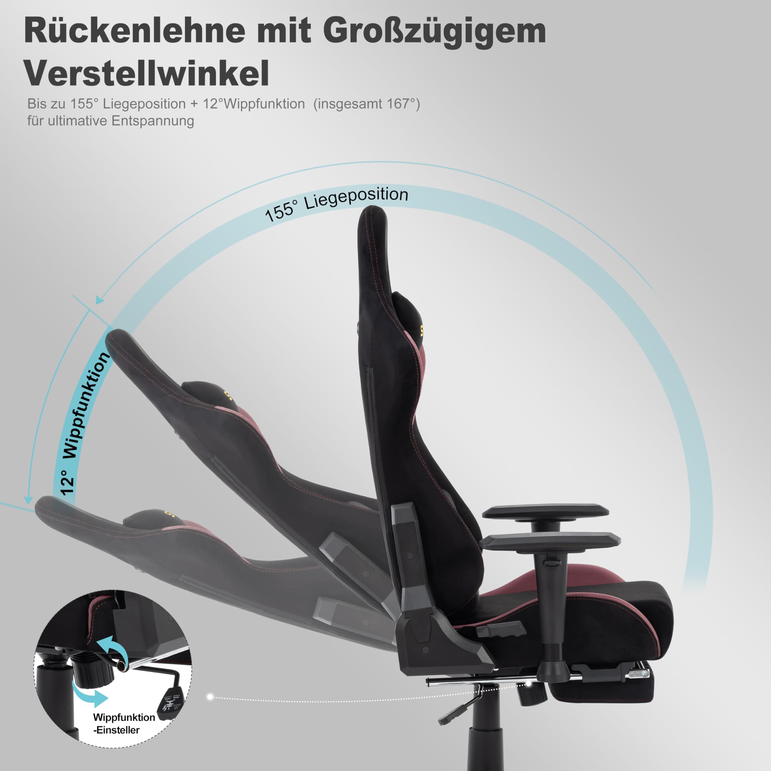 Symino Sedia da gioco ergonomica e poltrona gamer con poggiapiedi telescopico, cuscino a molle, supporto lombare e altezza regolabile 200 kg