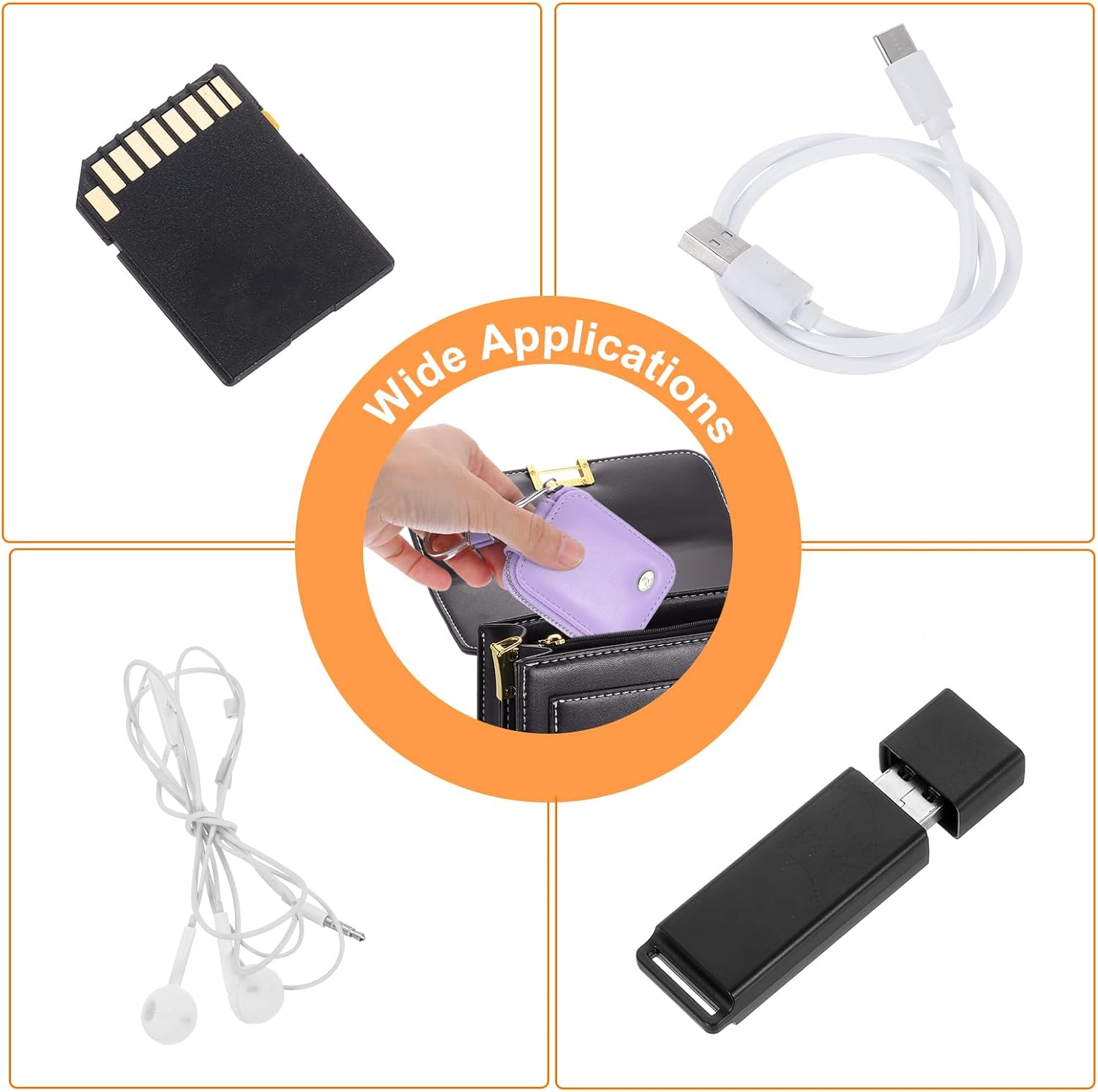 HARFINGTON Earbuds Cases, Earphone Case Holder, PU Leather Ear Buds Case Zipper Organizer Small with Mesh Pocket for USB Cable, Wireless Wired Earphones, Purple - Image 6