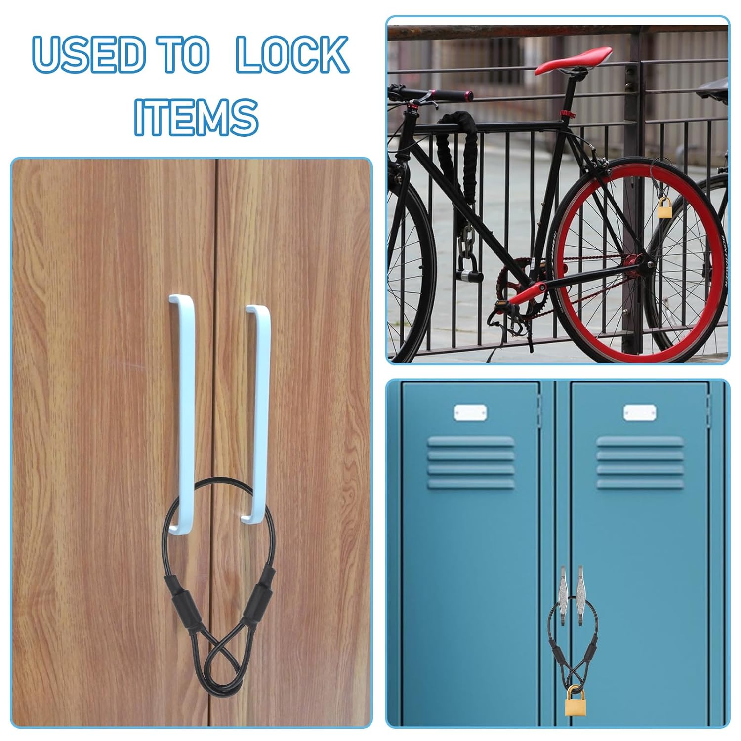 6 Pack Safety Cable Wire Rope, 5.9" Security Cable with Loops 3mm Diameter Outdoor Safety Cables with Rubber Coated Vinyl Cover Coated Short Rope Lanyard Lock Safe Tether Chains 130lb Tensile Force - Image 4