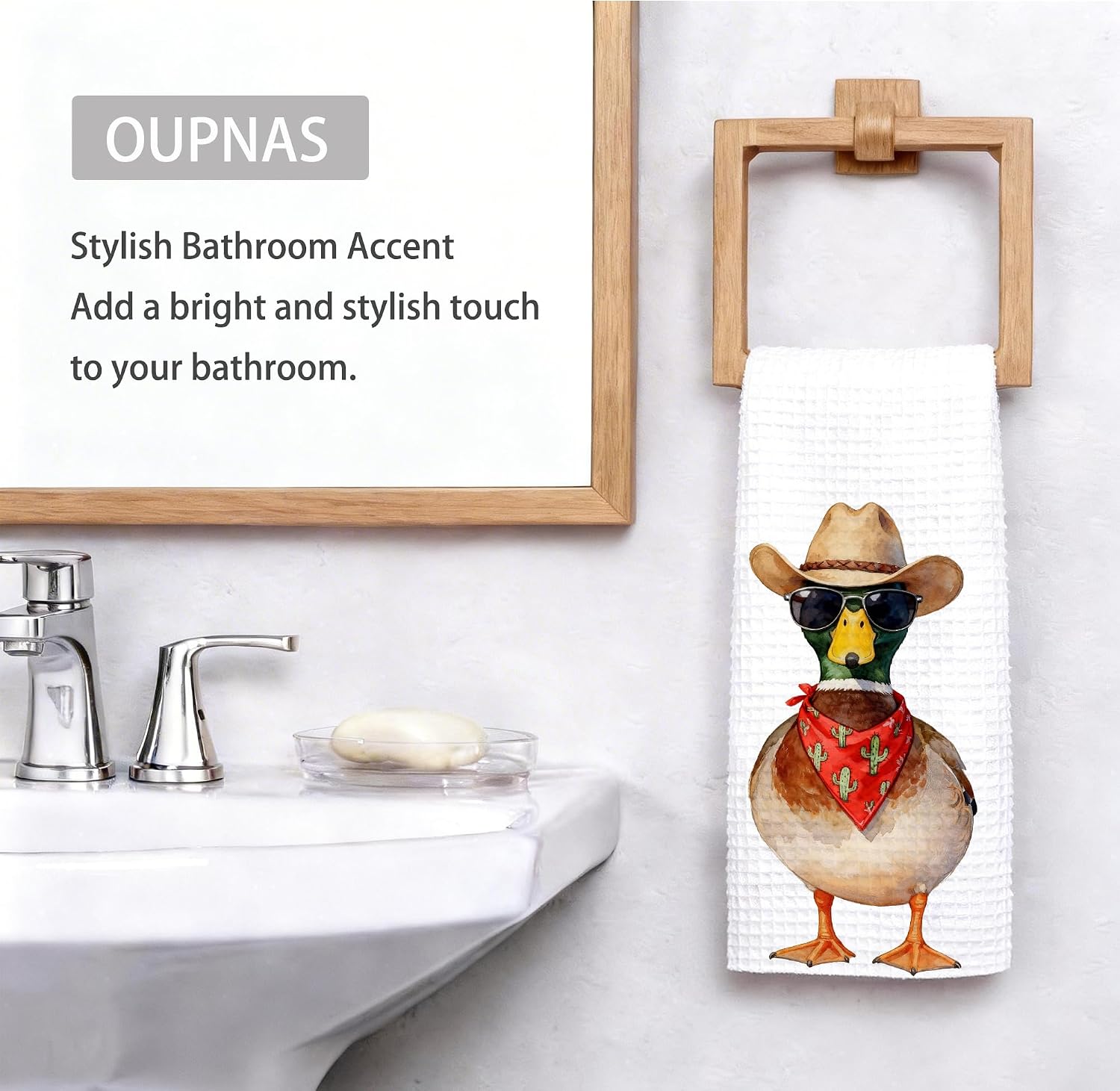 Funny Mallard Duck Kitchen Towel, Western Cowboy Duck image 4