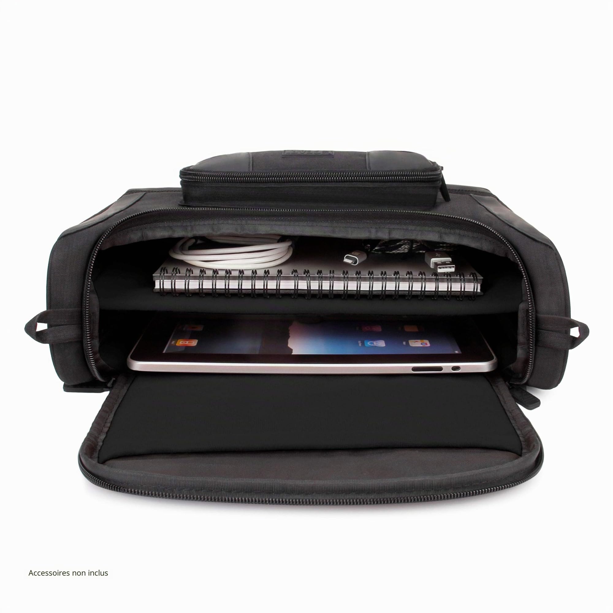 USA Gear Sacoche pour tablette compatible avec iPad Pro 11", iPad Air 10,9", iPad 10,2" - Sac Messager Compact avec Extérieur Durable, Intérieur Doux et Réglable pour Clavier, Chargeur, Plus (Noir)