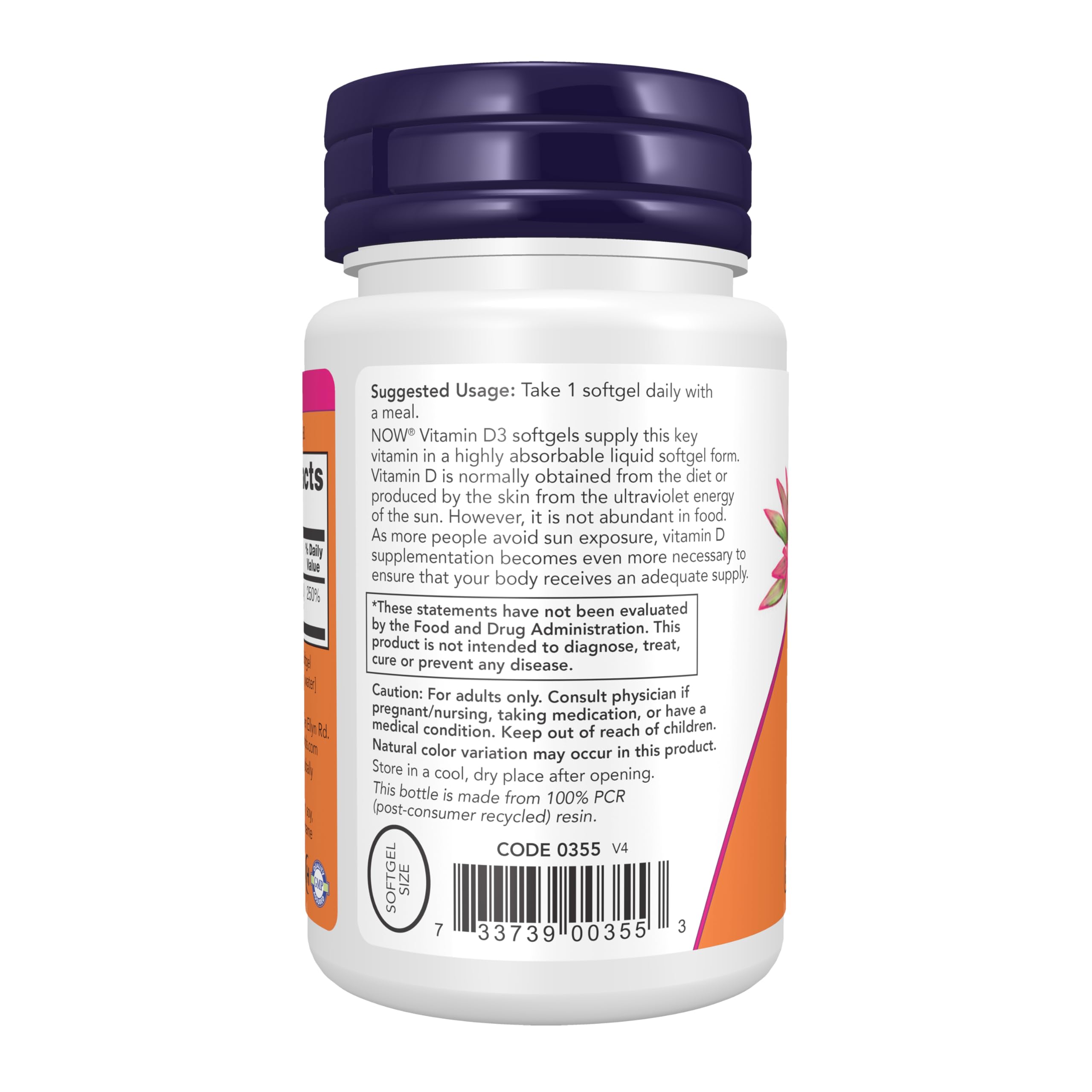 NOW Supplements, Vitamin D-3 2,000 IU, Structural Support*, 30 Softgels — Amazon image 3