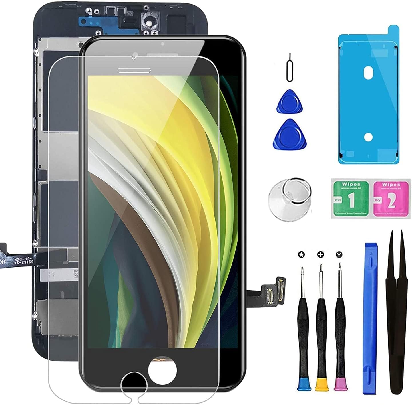 Bsz4uov for iPhone 8/SE 2020 [ 2nd Generation ] Screen Replacement Black 4.7 inch, LCD Display Touch Screen Digitizer, Waterproof Frame Adhesive Sticker+Repair Tool Kit