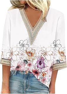 Girls Tops Pull On Dress Classical Three Quarter Length Sleeve New Year Tunic Polyester Cotton Point V Neckline