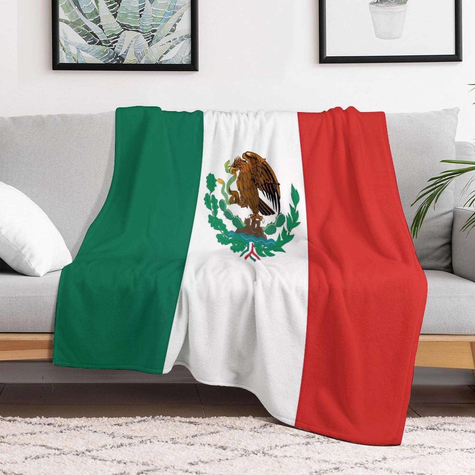 Custom Flag of Mexico Blanket Lightweight Flannel Fleece Throw for Couch Sofa Bed Luxury Soft Cozy Plush Lap Bedtime Blanket for All Seasons Bedroom Home Decor Gifts 40x50