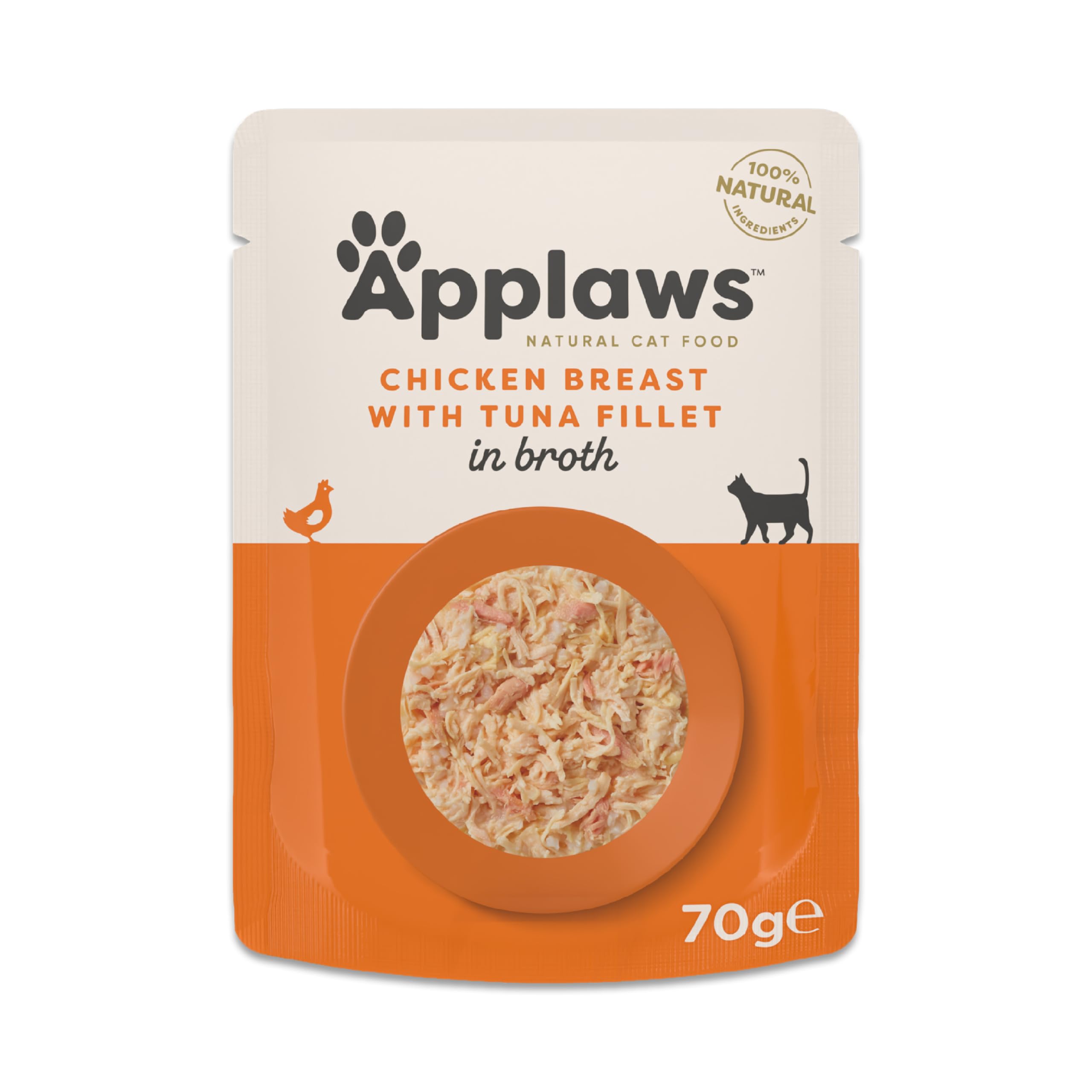 24 x 70g Applaws Adult Wet Cat Food Pouches Chicken Breast Tuna Fillet in Broth