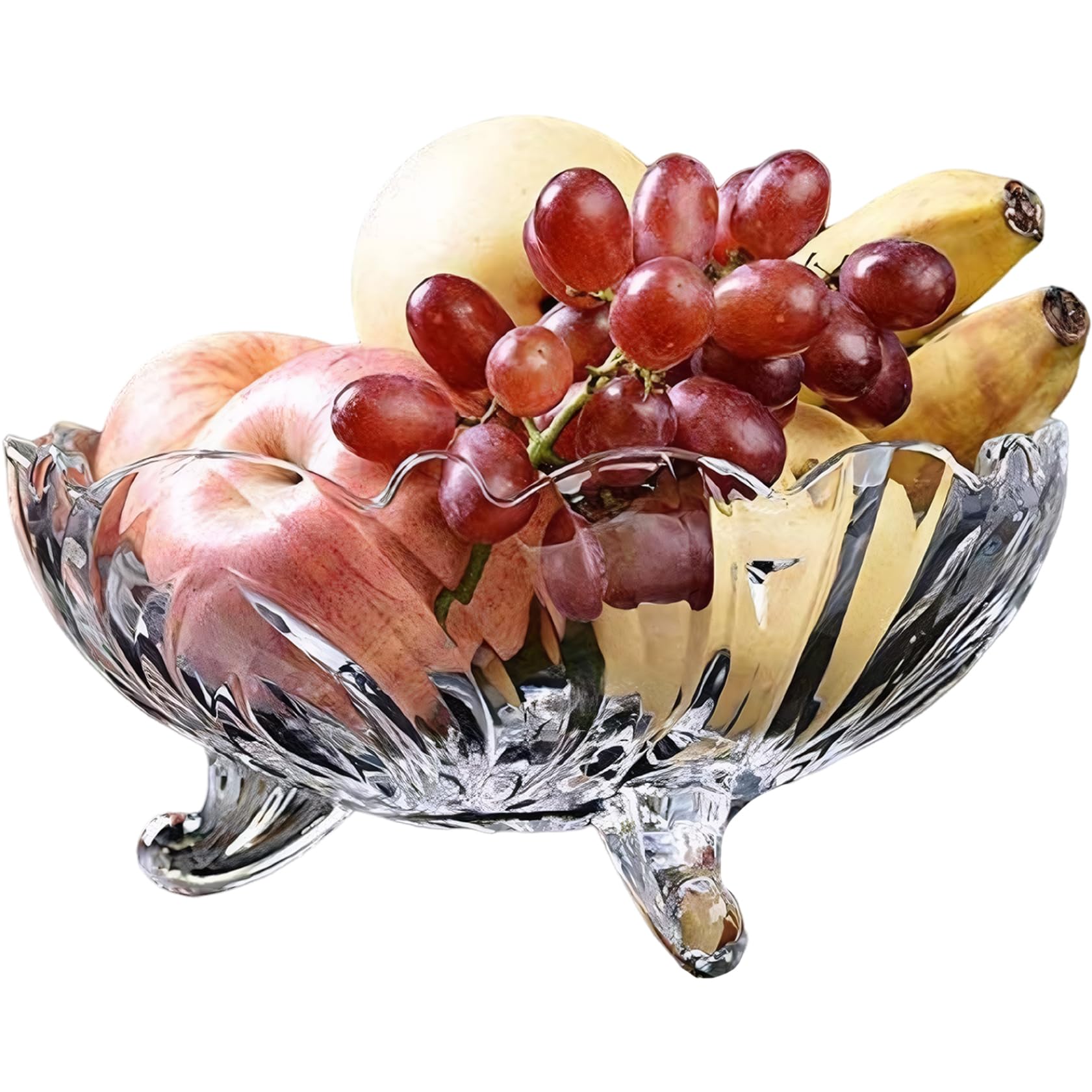 Bol en verre sculpté fleur 3D pour fruits et salades 22cm