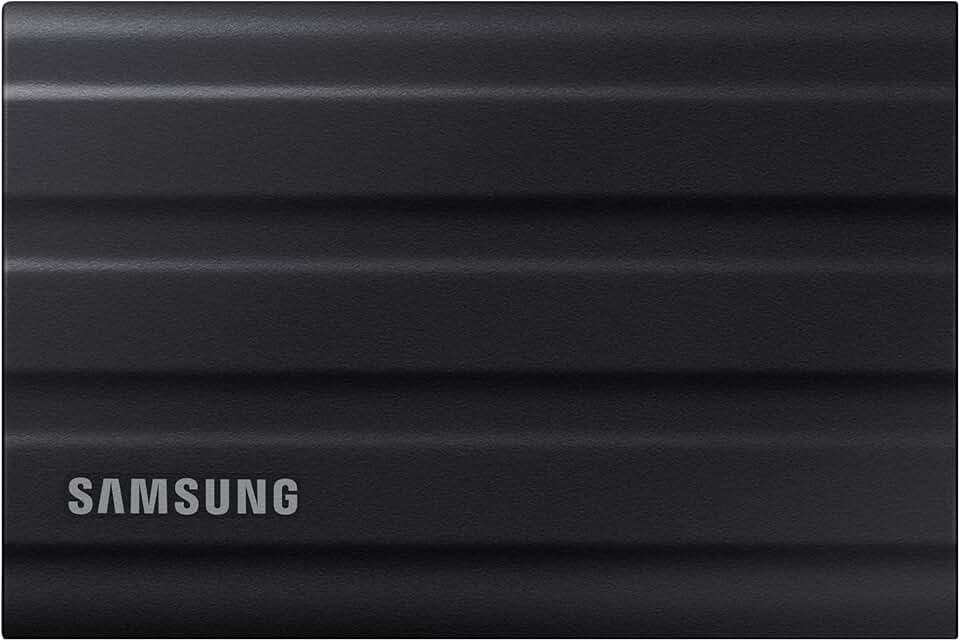 Samsung T7 Shield 1TB USB 3.2 Gen 2 (10Gbps), classificação IP65, velocidades de até 1050 MB/s, unidade de estado sólido externa (SSD portátil) preta (MU-PE1T0S)
