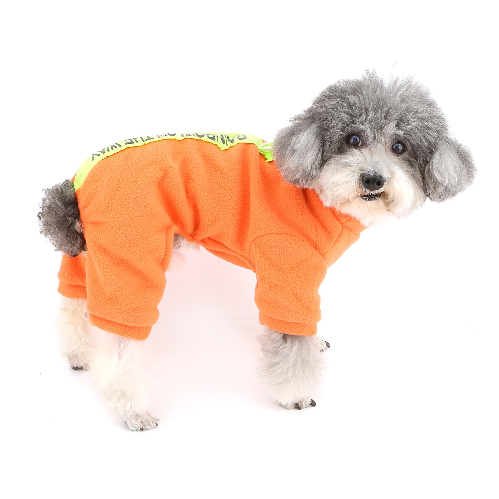 Pijamas de forro polar para perros pequeños, mono de cachorro con anillo en D y letra impresa, suave jersey de cuatro patas, ropa acogedora de invierno y otoño, ropa de dormir para mascotas, ropa para
