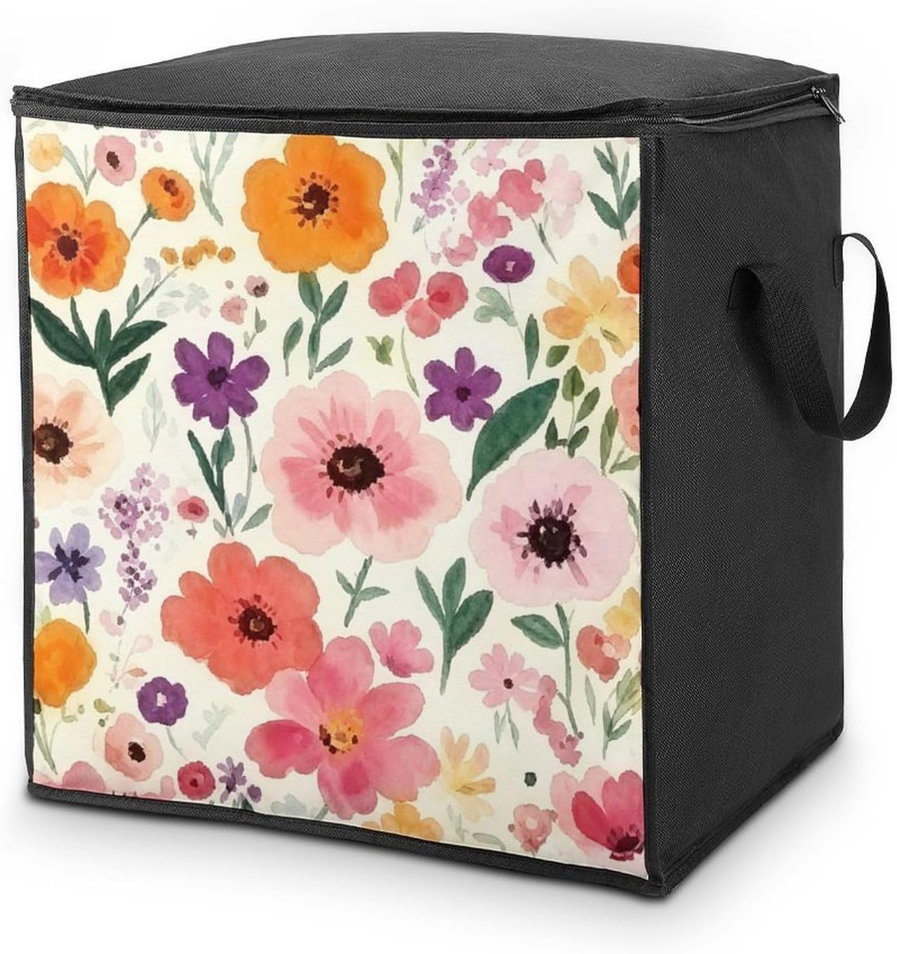 Spring Flowers Comforter Storage Bag Moving Bag | Clothes Storage Bins-70L,Moving Bag With Dual Handles For Easy Carrying, Zipper Design Durability for Home,Bedroom,Closet