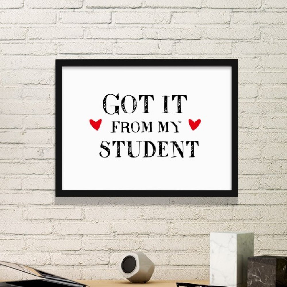Cadre photo noir citation de mon prof, affiche murale pour decor etudiant