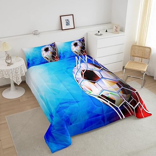 Miniatura 3 de Juego de ropa de cama de fútbol americano para niños, juego de edredón para niños, decoración de juego de pelota de fútbol para niños, regalo de