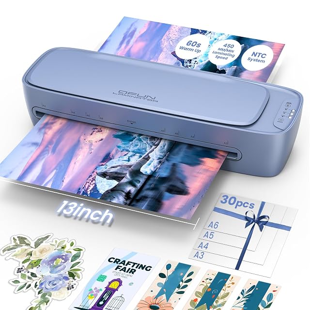 13 Inch Laminator Machine 11x17 with Laminating Sheets Personal Laminator for Teachers 60S Warm Up Cold Thermal Lamination