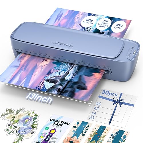 13 Inch Laminator Machine 11x17 with Laminating Sheets Personal Laminator for Teachers, 60S Warm Up Cold Thermal Lamination Machine for Home Office, A3 Laminating Machine Portable Paper Laminate Kit