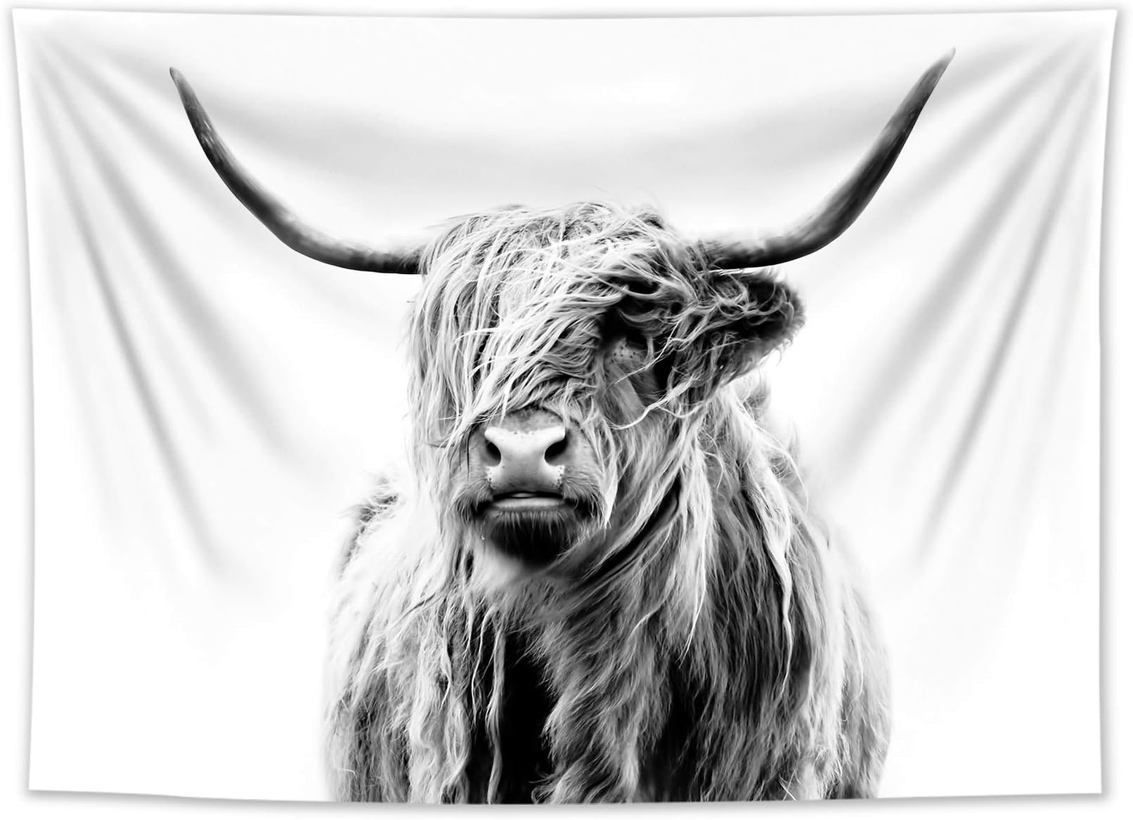 HVEST Cow Tapestry Wall Hanging Farmhouse Grey Animal Bull Portrait Tapestries Wall Decor Rustic Animal Cattle Tapestry for Living Room Bedroom Teen Dorm Party, 60x40 Inchs
