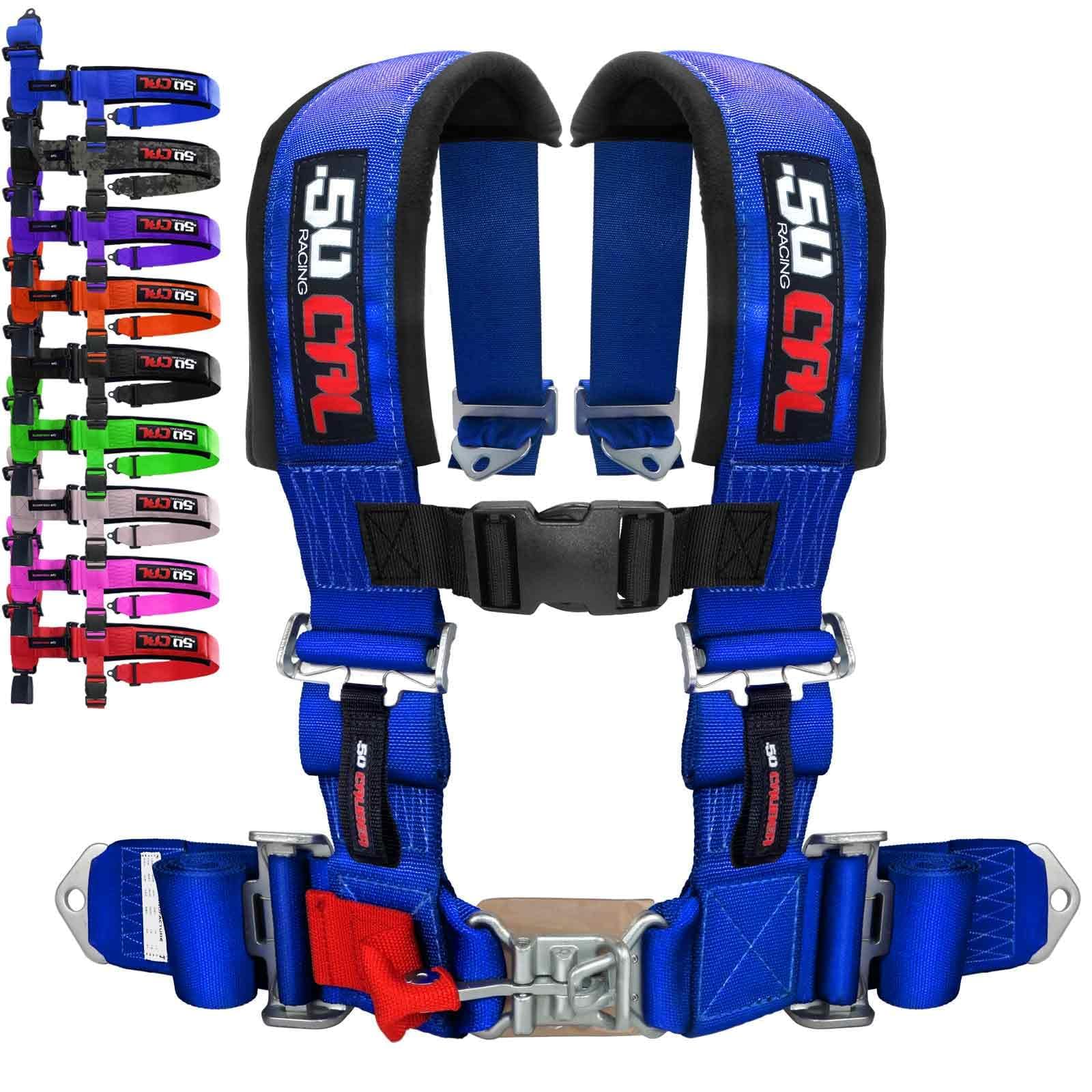 1pc Blue 4 Point Harness for Bucket Seat, Latch Release, 9 Color Options, Racing Harness, Race Car, Off Road, UTV, RZR [6002]