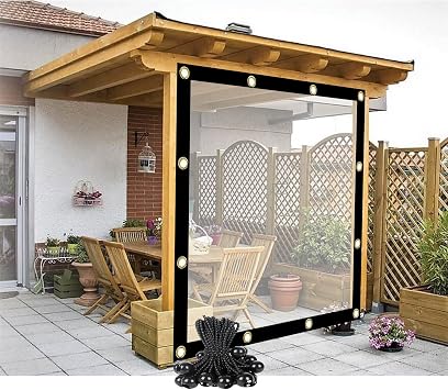 Tarpaulin Cover Waterproof Tarp Cover Clear Tarpaulin with Grommets for Garden, Balcony, Tent, Customized Color Clear, Size 2x8m/6.56x26.24ft