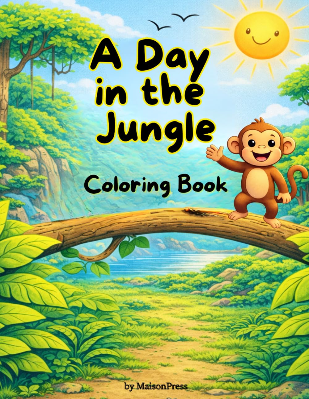 A Day in the Jungle Coloring Book: Simple Story Coloring Pages for Toddlers and Preschool Kids Ages 2–5