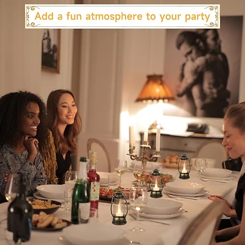 Miniatura 2 de 12 mini faroles para decoración de Halloween, faroles pequeños de 6 pulgadas para decoraciones de fiestas de jardín occidental y camping,