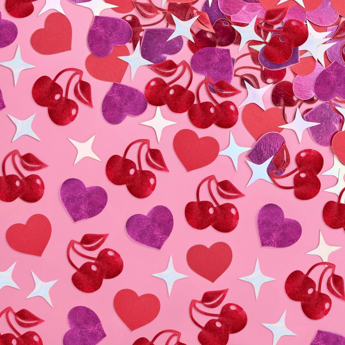 xo, Fetti Heart Valentine's Confetti - 200 pcs | Cherry Pink Vday Tablescape, Red Sparkle Bachelorette Table Decor, Birthday Decorations, Cute Party Supplies