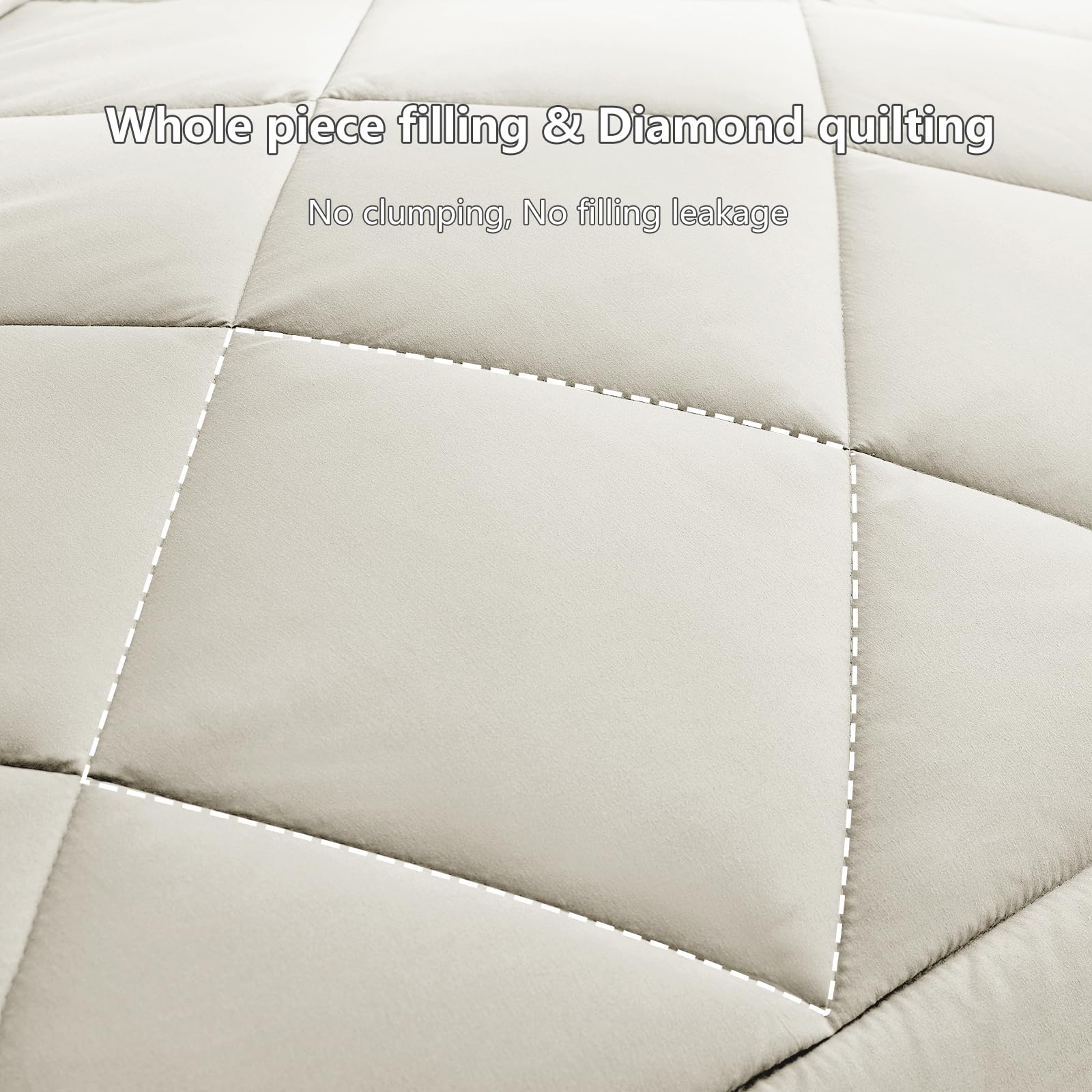 WAVVE Piumino Letto Matrimoniale 4 Stagioni 220x240 - Piumone Autunnale Invernale 220 x 240 cm - Coperta Trapunta 240x220 di Microfibra Sintetico, Beige