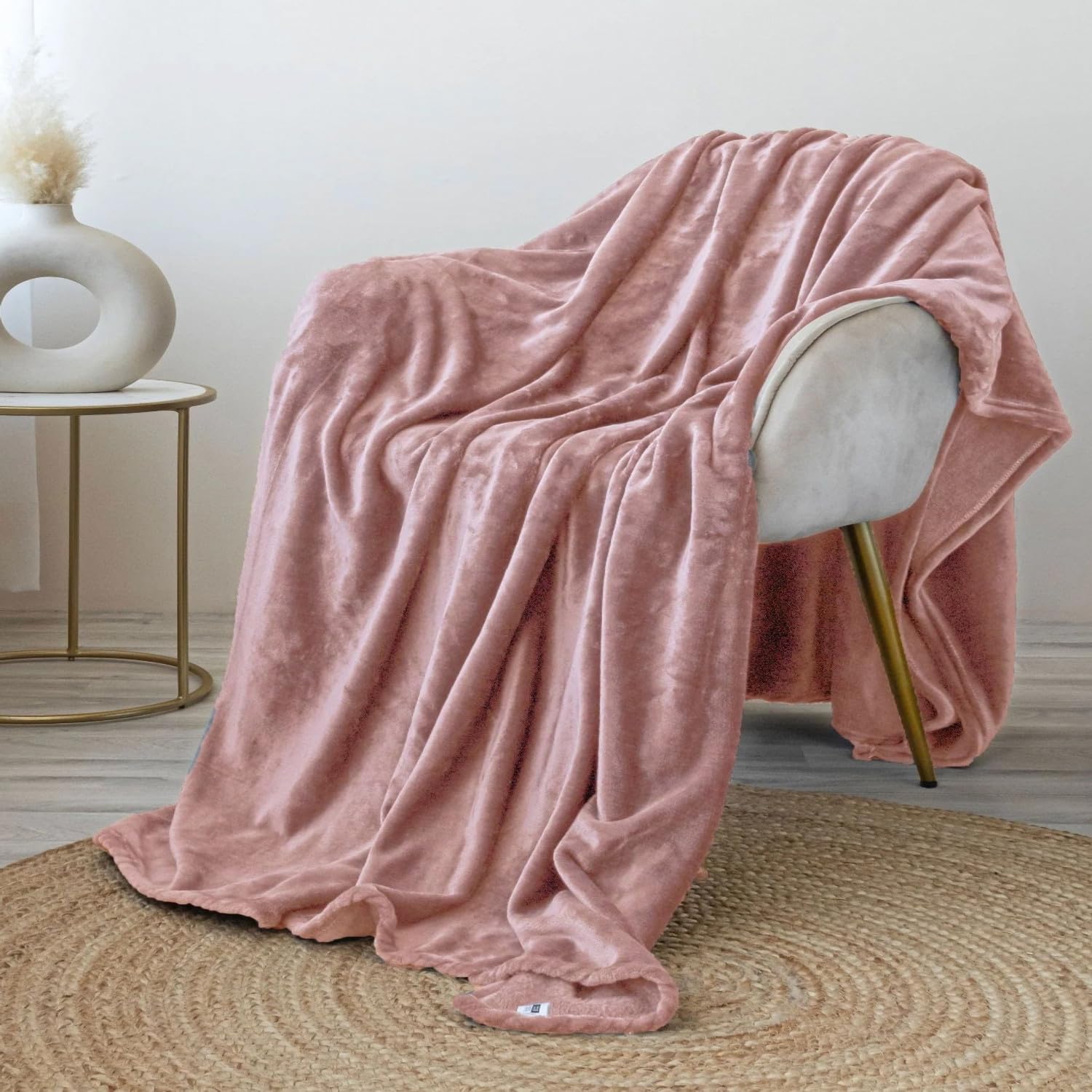 Harleen Blankets, 250 GSM Super Soft Flannel Cozy Blankets for Single Bed, Washable Lightweight Blanket for Couch Sofa Bed Office, Warm Plush Blankets for All Season (Peach, Double)-image-21