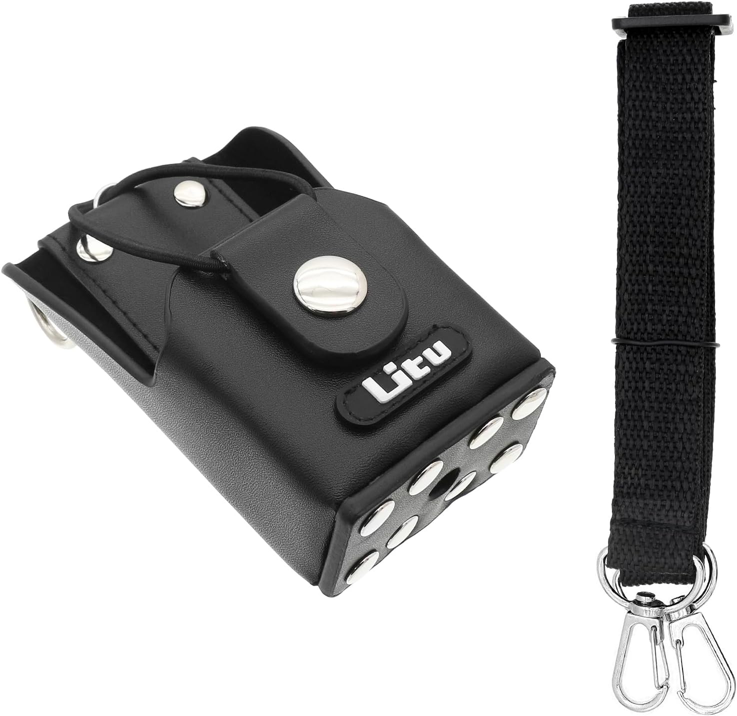 Two-Way Radio Case Leather Case with 3" Fixed Loop D-Ring for Motorola EX500, EX600-XLS, GP328 Plus, GP338 Plus, GP344, GP388