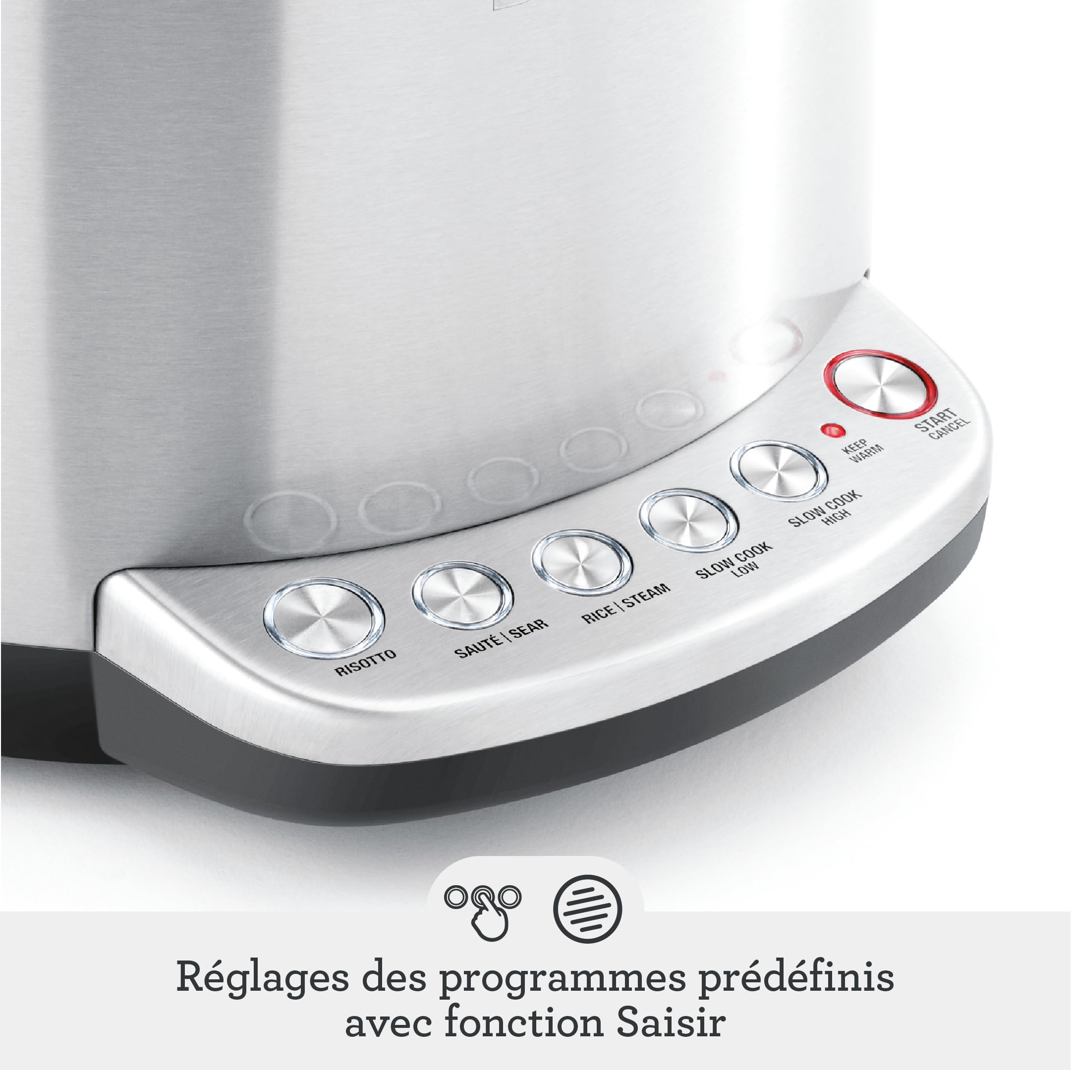 Sage The Risotto Plus, Multicuiseur à Riz/Rizotto, Acier Inoxydable Brossé | Cuiseur 3,7L, Fonction Saisie, Bol Céramique sans PTFE/pfoa, Maintien Au Chaud; Risotto sans Remuer, Vapeur et Mijoteur
