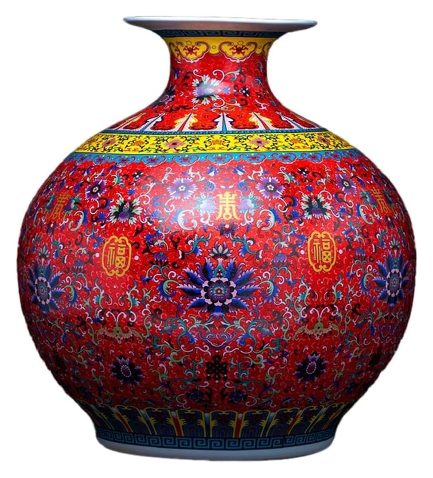 Vase Desktop Colorful Ceramic Ornaments Living Room Flower Arrangements Handicrafts Decorations(Grey Wolf)