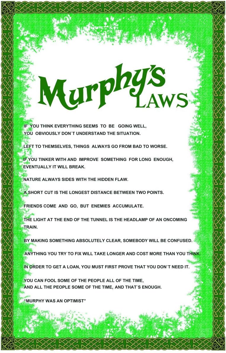 'Murphy's Law' Tea Towel Dish Cloth - Amusing, Funny, Comical, Perfect Gift
