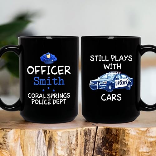 Miniatura 6 de Regalos personalizados de oficial de policía para hombres, taza de café negra de 11 onzas y 15 onzas, taza de café para policía, taza de mordaza de