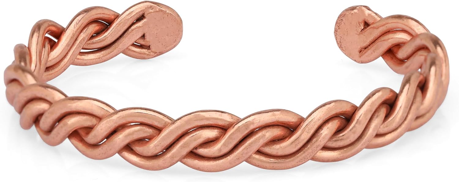 Handmade Elegant Copper Bracelet for Women and Men-Pure Copper Bracelet for Pain Relief-Adjustable,Thickest,Twisted Copper Wire Bracelet (red helix)