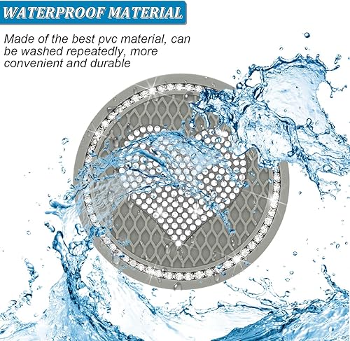 Miniatura 5 de zipelo Portavasos para automóvil con forma de corazón, 2 posavasos universales con diamantes de imitación de cristal, tapete antideslizante para