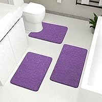 Vista 27 de YIHOUSE Juego de Alfombras de Baño de 2 Piezas Gris Oscuro, Juegos de Alfombras de Baño de Espuma Viscoelástica, Alfombras de Baño Antideslizantes