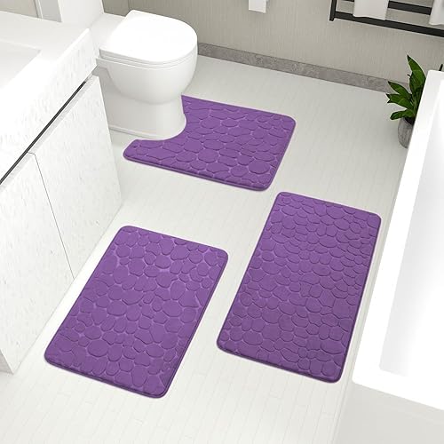 Miniatura 27 de YIHOUSE Juego de Alfombras de Baño de 2 Piezas Gris Oscuro, Juegos de Alfombras de Baño de Espuma Viscoelástica, Alfombras de Baño Antideslizantes