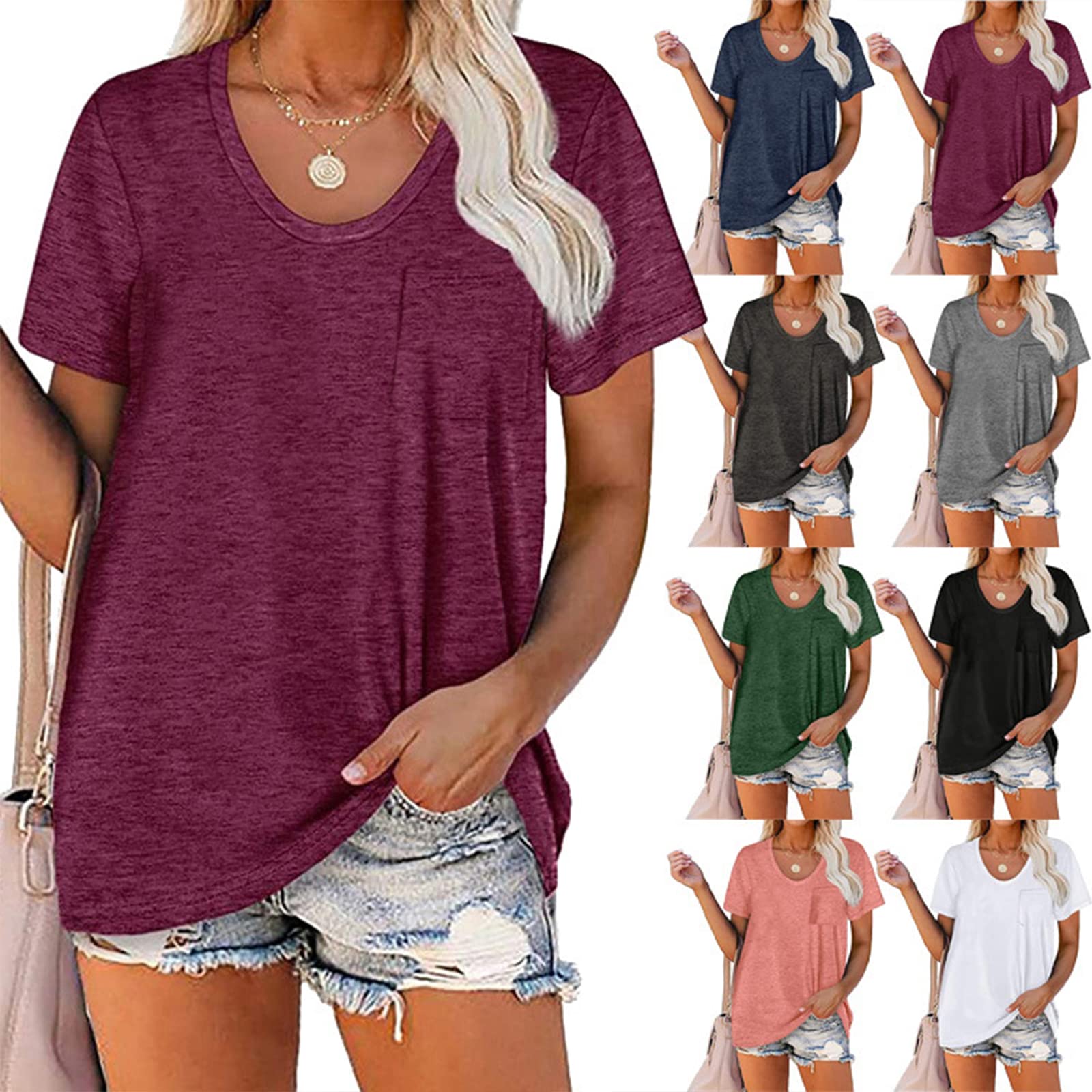 T-shirty Damskie Eversoft Stretch Z Krótkim Rękawem T-shirt Z Okrągłym Dekoltem Klasyczne Wygodne, Ponadgabarytowe T-shirty Lekkie