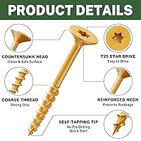 Vista 3 de Tornillos para cubierta LIONMAX 2 pulgadas, tornillos de madera #8 x 2, 100 piezas, resistentes al óxido, recubiertos con epoxi para exterior