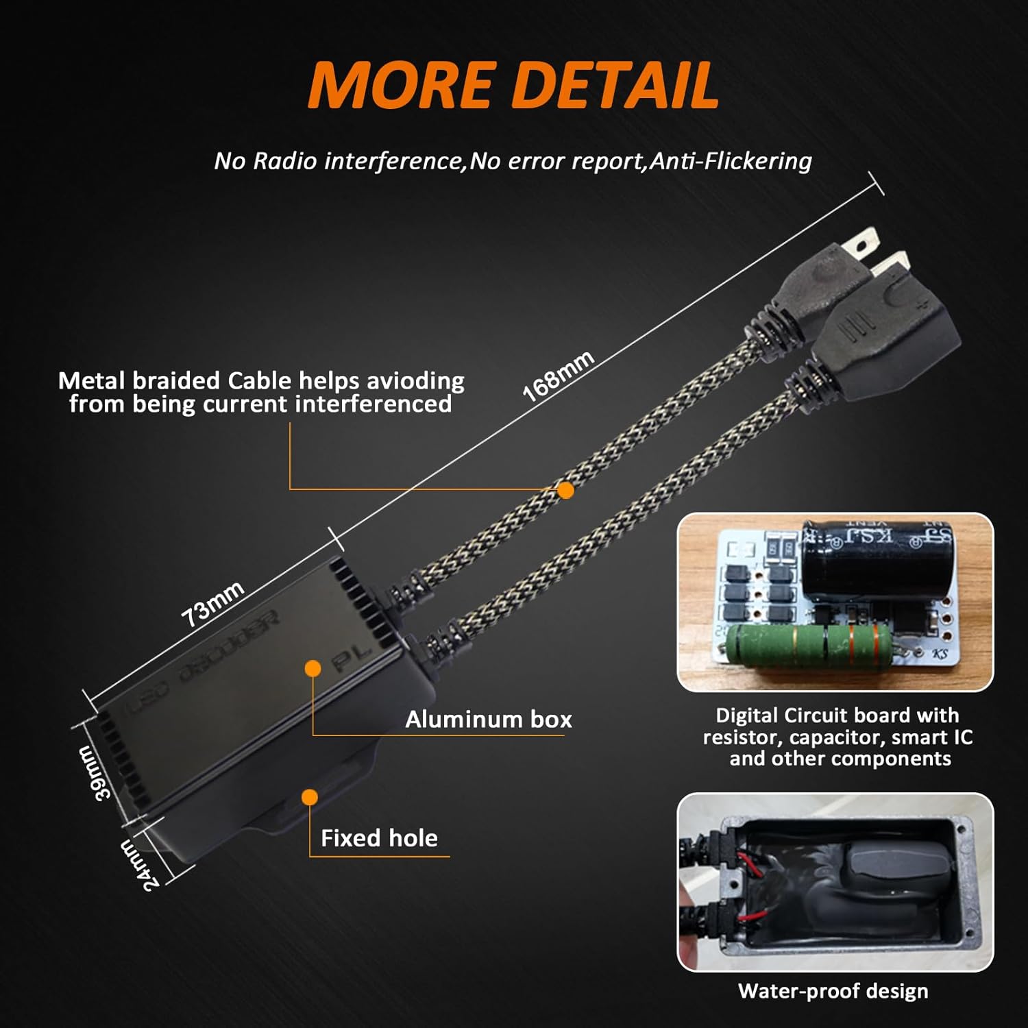Bestview H7 LED light Canbus Decoder Kits Compatibility Anti Flickering Resistor Warning Canceler Pack of 2